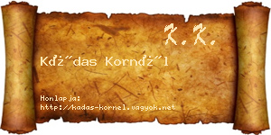 Kádas Kornél névjegykártya